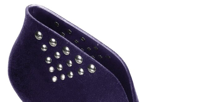Dámské tmavě fialové boty Melissa s kovovými cvoky a semišovou úpravou