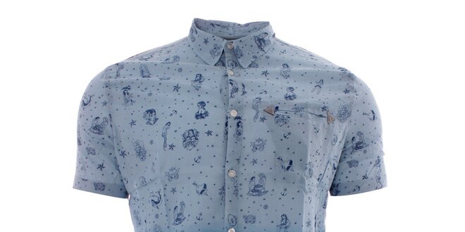 Pánská modře tónovaná košile s námořnickými motivy Lee Cooper