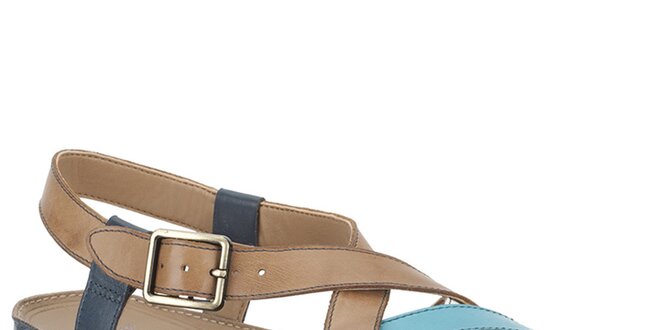 Dámské  modro-béžové kožené sandále Clarks