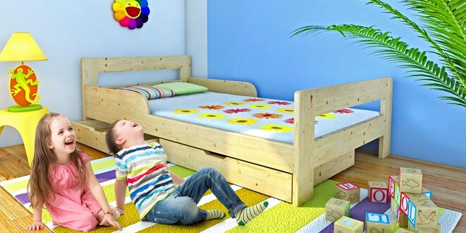 Dětské postele z masivu s roštem i matrací