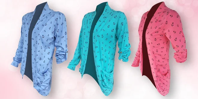 Barevné kardigany s kotvičkami