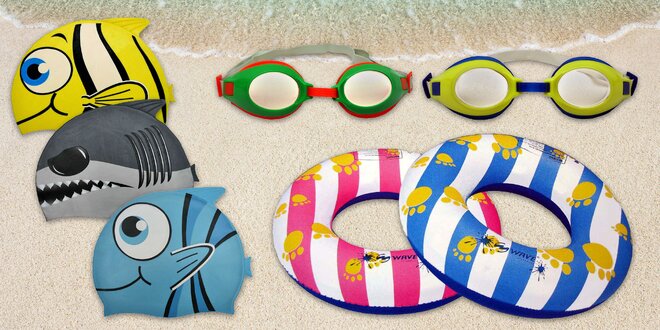 Dětské plavecké pomůcky: čepice, brýle i kruhy