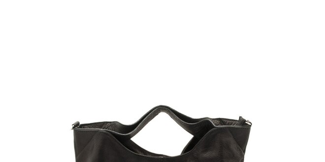 Dámská černá kožená kabelka s postranními zipy Free for Humanity