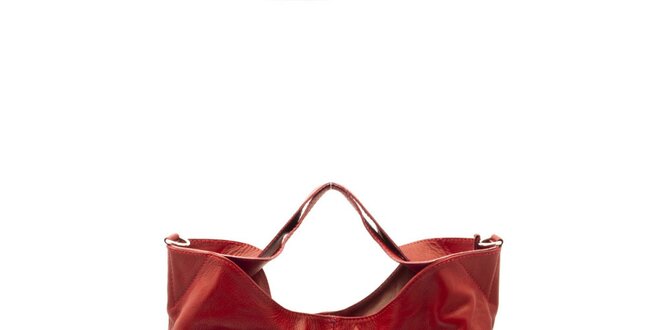 Dámská červená kožená kabelka s postranními zipy Free for Humanity