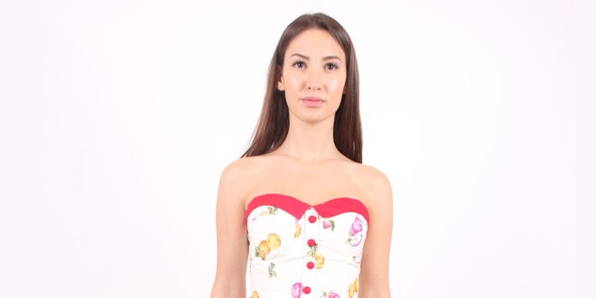 Dámské růžovo-bílé šaty Superstition s motivem jablíček