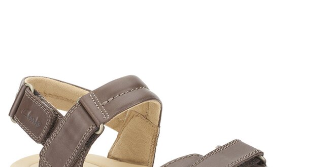 Pánské tmavě hnědé kožené sandále Clarks