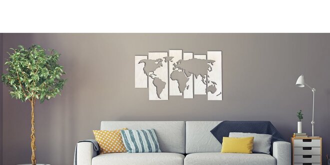 Mapa světa z březového dřeva v několika velikostech