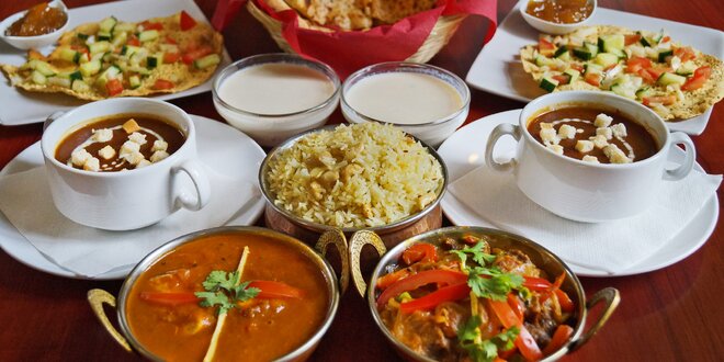 Indické menu včetně chodů i pro vegetariány