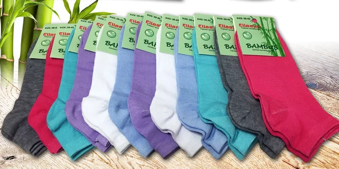 12 párů barevných bambusových ponožek