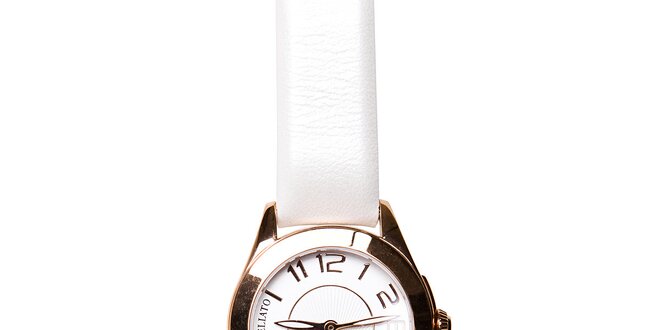 Dámské zlaté hodinky Morellato s perleťovým koženým páskem