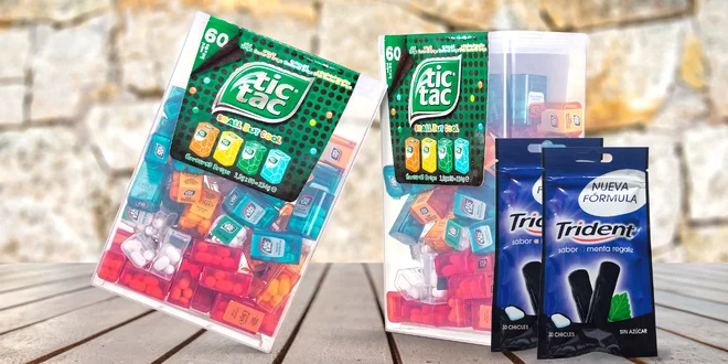 Velké balení bonbonů Tic Tac a 60 žvýkaček Trident