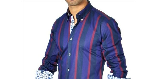 Pánská fialovo-modrá pruhovaná košile Pontto