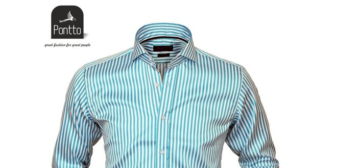 Pánská tyrkysově pruhovaná košile Pontto