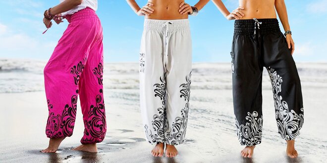 Pohodlné a vzdušné harémové kalhoty z Bali