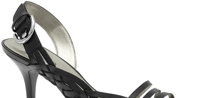 Dámské černé sandále Via Uno s propletenými pásky