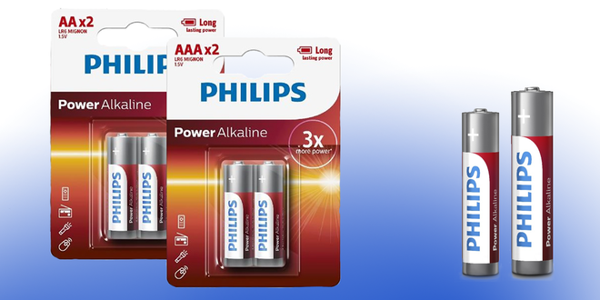 Oceňované tužkové baterie Philips typu AA nebo AAA