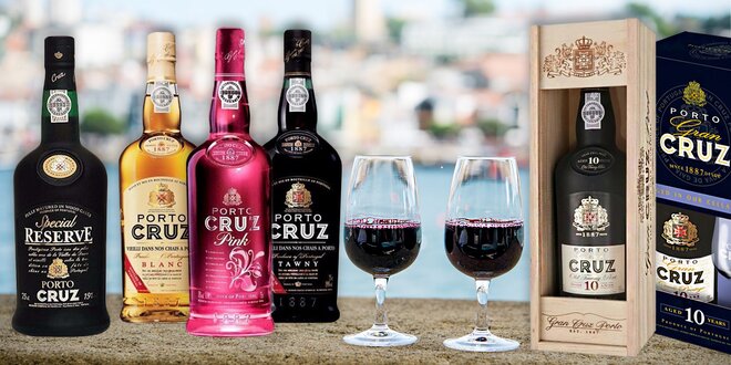 Luxusní portská vína Porto Cruz ze severu Portugalska