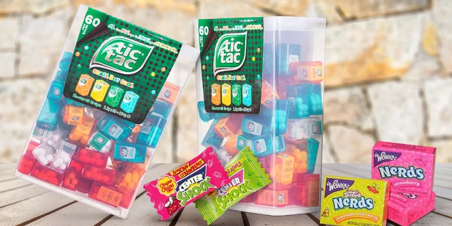 Balíček sladkostí: Tic Tac, Nerds mini a Chupa Chups