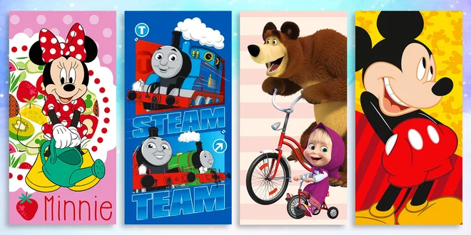 Bavlnené osušky s filmovými a rozprávkovými motívmi