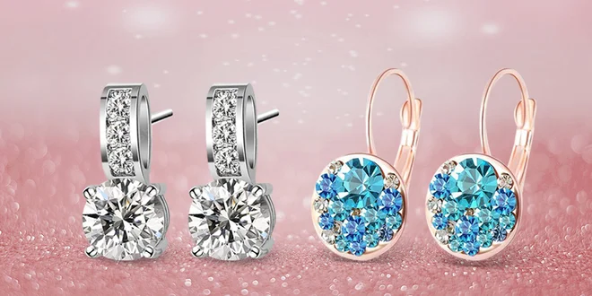 Luxusní náušnice se zirkony a krystaly Swarovski