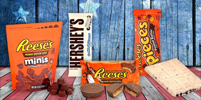 Balíčky oblíbených sladkostí Reese's a Hershey's