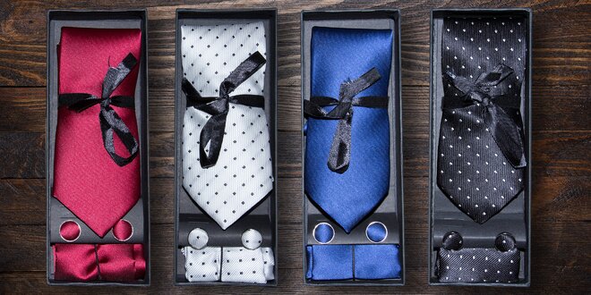 Sada pro elegána: kravata, knoflíčky, kapesníček