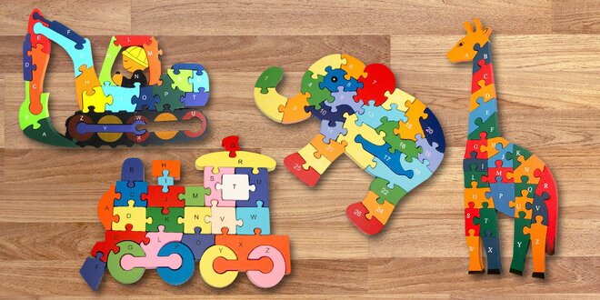 Barevné dřevěné puzzle pro děti od 3 let