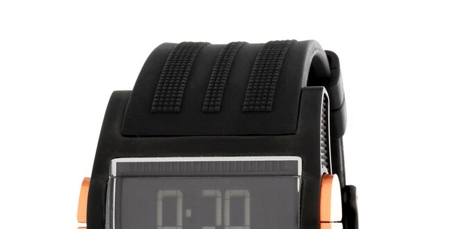 Pánské černé digitální hodinky DKNY se silikonovým řemínkem