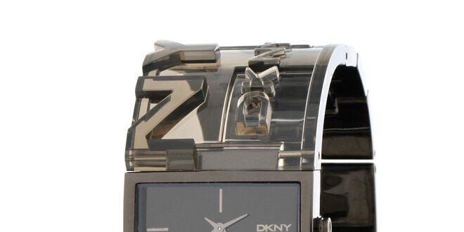 Dámské ocelové hodinky DKNY s transparentním řemínkem