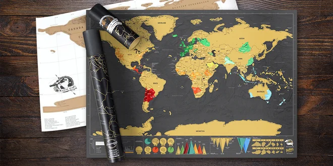 Stírací mapa ve dvou barevných provedeních