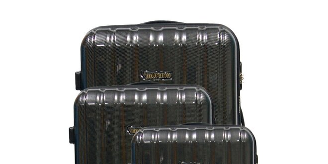 Set tří černých pevných kufrů na kolečkách Murano