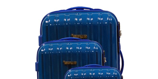 Set tří pevných modrých kufrů na kolečkách Murano