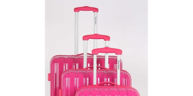 Dámský set tří pevných růžových kufrů na kolečkách Murano