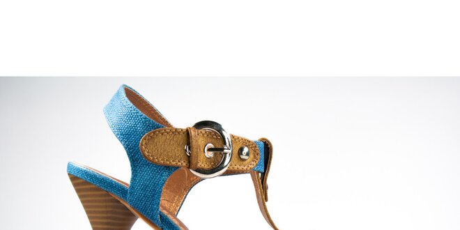 Dámské hořčicovo-modré sandálky s přezkami Y&K