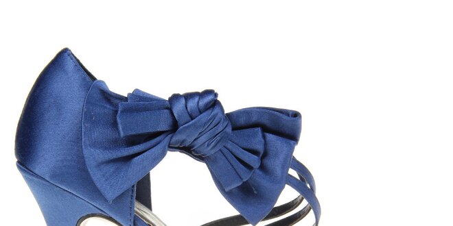 Dámské modré páskové sandálky s mašlí KNK
