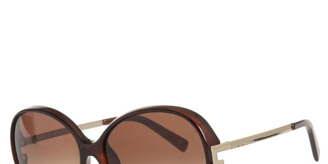 Dámské hnědé sluneční brýle s kovovými stranicemi Fendi