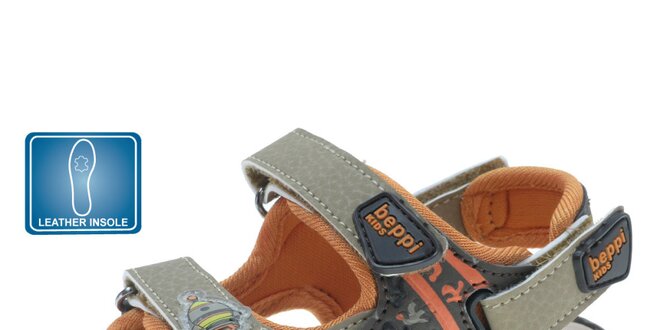 Dětské hnědo-oranžové kožené sandály Beppi