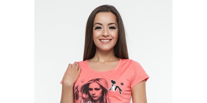 Dámské růžové triko s potiskem Renata Biassi