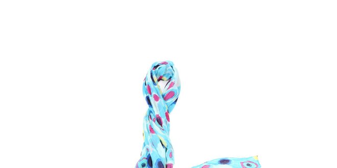 Dámský tyrkysový šátek s barevným potiskem Fraas