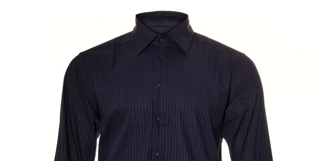 Pánská černá košile Pietro Filipi s fialovým proužkem