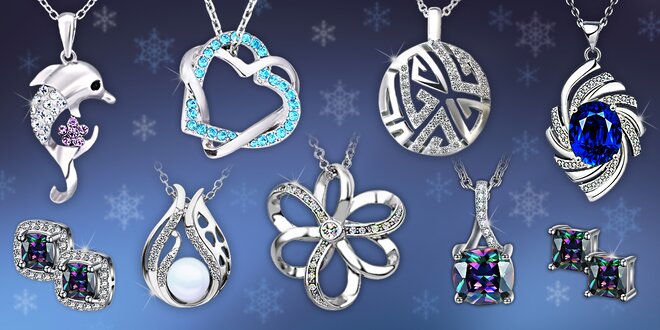 Třpytivé šperky s krystaly Swarovski a zirkony - náhrdelníky a náušnice
