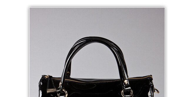 Dámská černá lakovaná kabelka s odnímatelným popruhem Ferré Milano
