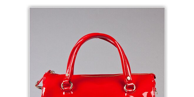 Dámská ohnivě červená lakovaná kabelka s odnímatelným popruhem Ferré Milano