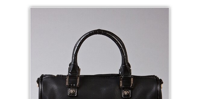 Dámská černá kufříková kabelka Ferré Milano s kroko motivem