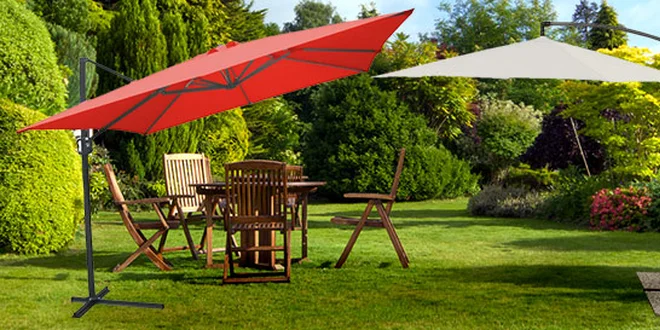 Praktický venkovní závěsný slunečník