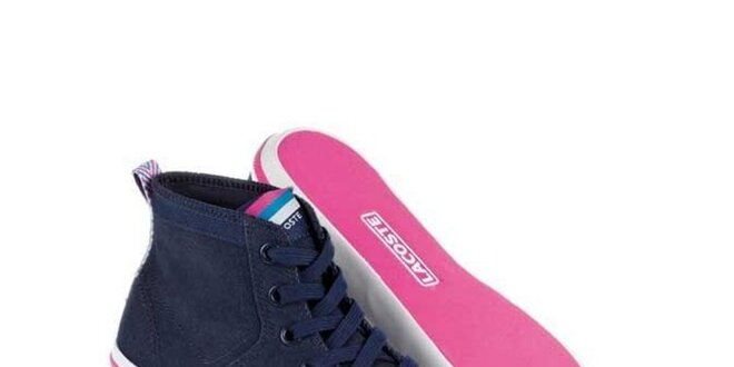 Dámské modro-růžové textilní kotníkové tenisky Lacoste