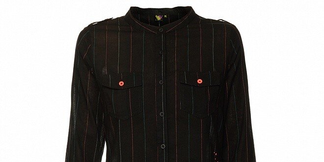 Dámská černá košile Fundango s barevnými proužky
