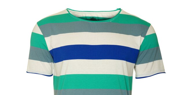 Pánské bílé tričko Fundango s barevnými proužky