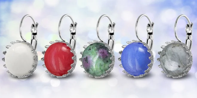 Ocelové náušnice Gemstone s přírodními kameny