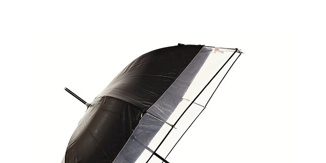 Dámský černý holový deštník Ferré Milano s transparentním lemem